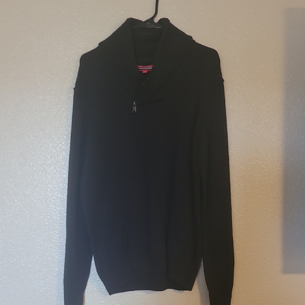 Guess Men's Black Zip-Up Sweater
